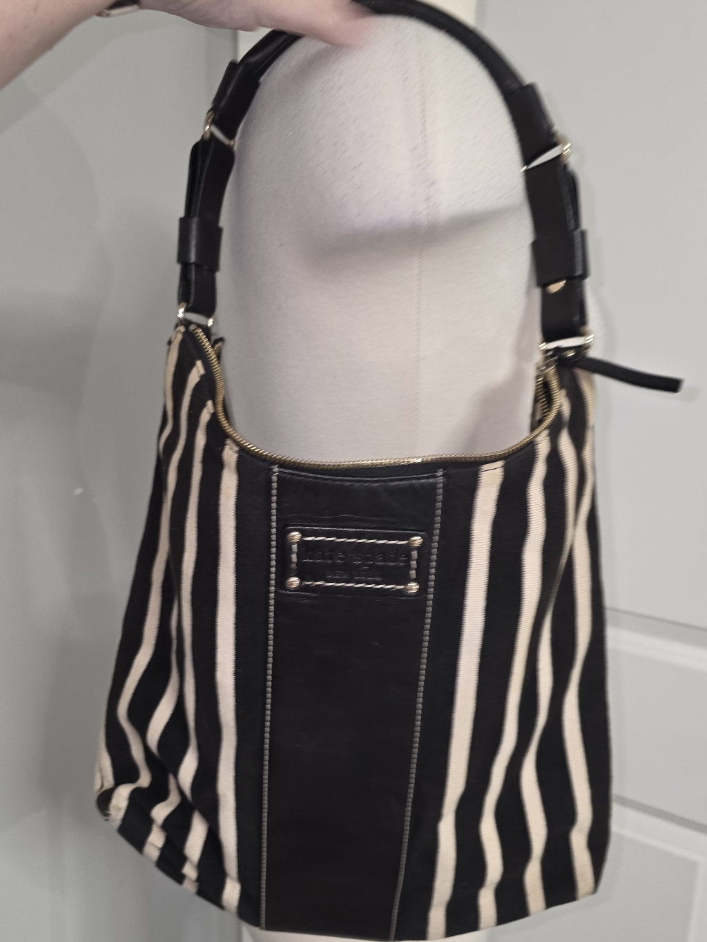 Kate Spade Striped Canvas Hobo Shoulder Bag *Needs Rehab* As Is Please Read